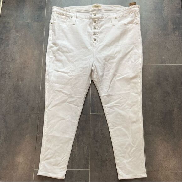 NWT Madewell High-Rise Skinny Crop Curvy Jeans in Pure White Size 37 - Picture 5 of 9